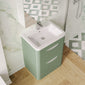 Nuie Parade Floor Standing  600mm  2-Drawer Vanity Unit with Ceramic Basin - Satin Green