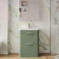 Pride 600mm Floor Standing 2-Drawer Basin Vanity Unit - Satin Green