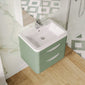 Nuie Parade Wall Hung  600mm  2-Drawer Vanity Unit with Ceramic Basin - Satin Green