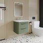 Nuie Parade Wall Hung  600mm  2-Drawer Vanity Unit with Ceramic Basin - Satin Green