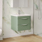 Pride 600mm Wall Hung 2-Drawer Basin Vanity Unit - Satin Green