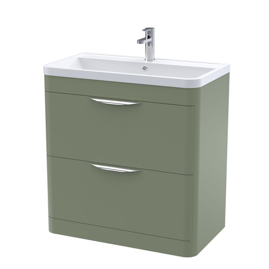  Nuie Parade Floor Standing  800mm 2-Drawer Vanity Unit with Ceramic Basin - Satin Green
