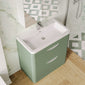 Nuie Parade Floor Standing  800mm 2-Drawer Vanity Unit with Ceramic Basin - Satin Green