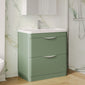 Pride 800mm Floor Standing 2-Drawer Basin Vanity Unit - Satin Green