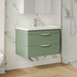 Nuie Parade Wall Hung  800mm 2-Drawer Vanity Unit with Ceramic Basin - Satin Green