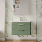 Pride 800mm Wall Hung 2-Drawer Basin Vanity Unit - Satin Green
