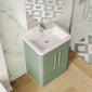 Nuie Parade Floor Standing  600mm  2-Door Vanity Unit with Ceramic Basin - Satin Green