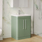 Nuie Parade Floor Standing  600mm  2-Door Vanity Unit with Ceramic Basin - Satin Green