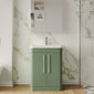 Pride 600mm Floor Standing 2-Door Basin Vanity Unit - Satin Green