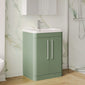 Pride 600mm Floor Standing 2-Door Basin Vanity Unit - Satin Green
