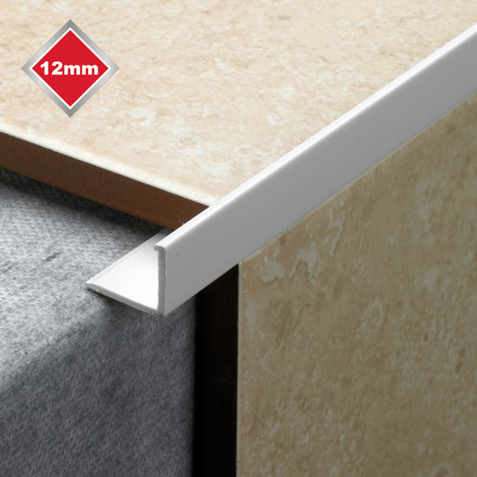  12MM WHITE PVC L SHAPE TILE TRIM