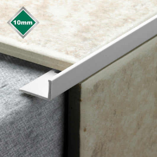  10MM WHITE PVC L SHAPE TILE TRIM