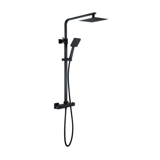  MATRIX SQUARE Exposed Rigid Riser Thermostatic Shower Set - Black