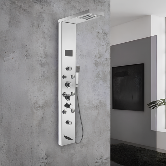 SDG Shower Tower with Thermostatic Valve , Overhead Rose, Handset & Body Jets - Polished Chrome