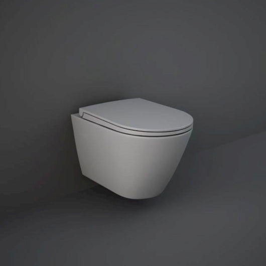  RAK Ceramics Feeling Rimless Wall Hung Pan & Soft Close Seat - Matt Grey