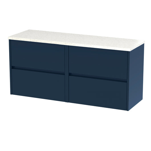  Hudson Reed Havana 1200mm Wall Hung 4 Drawer Unit & Laminate Worktop - Midnight Blue