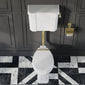 Huxton Traditional Low Level Toilet With Cistern & Flush Pipe - Brushed Brass - welovecouk