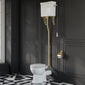 Huxton Traditional High Level Toilet With Cistern & Flush Pipe - Brushed Brass - welovecouk