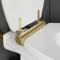 Huxton Gloss White Soft Close Toilet Seat - Brushed Brass Hinge - welovecouk