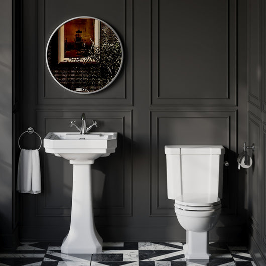  Huxton 1-Tap-Hole 640mm Basin with Close Coupled Toilet - Chrome - welovecouk