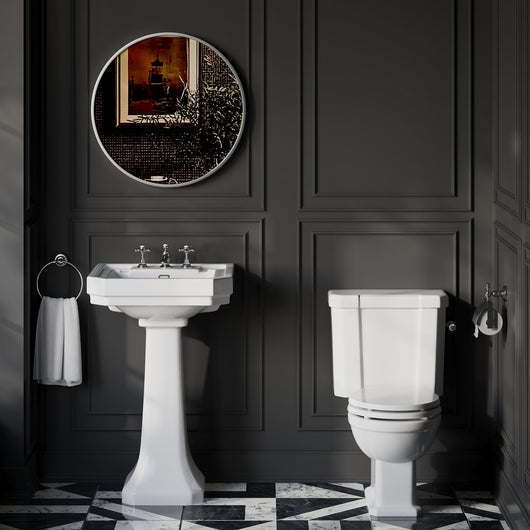  Huxton 3-Tap-Hole 640mm Basin with Close Coupled Toilet - Chrome - welovecouk