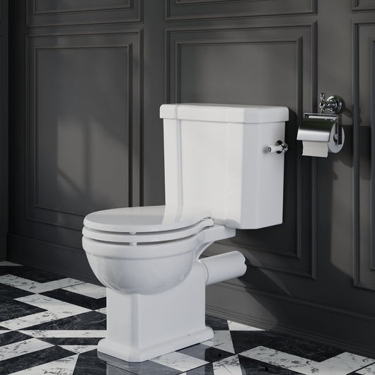  Huxton Traditional Close Coupled Toilet and Cistern - Chrome - welovecouk