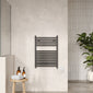 Electric Only Square Heated Towel Rail 690mm H x 500mm W - Anthracite