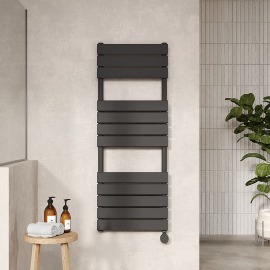  Square Flat Towel Radiator 1213x500 - Anthracite - welovecouk