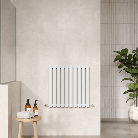  Nuie Revive Horizontal Single Panel Radiator 600 x 586 - High Gloss White