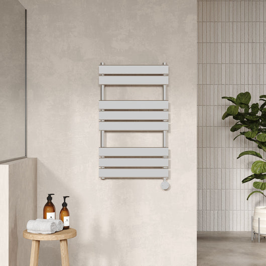  Square Flat Towel Radiator 840x500 - Chrome - welovecouk