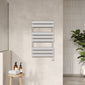 Square Flat Towel Radiator 840x500 - Chrome - welovecouk