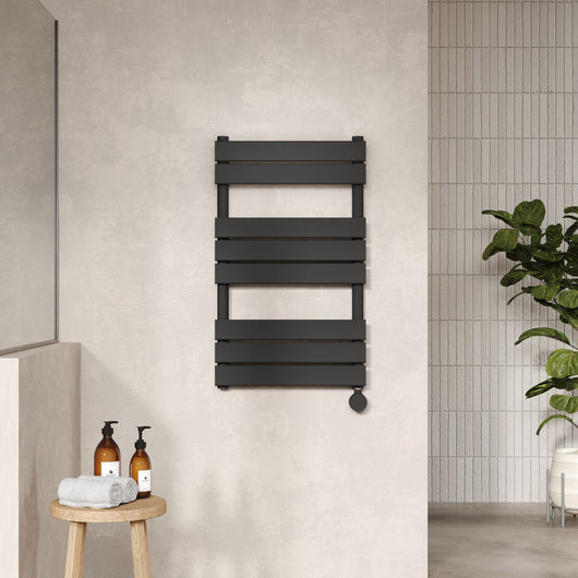  Nuie Square Flat Towel Radiator 840x500 - Matt Black