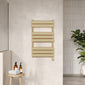 Electric Square Flat Towel Radiator 840x500 - Brushed Brass