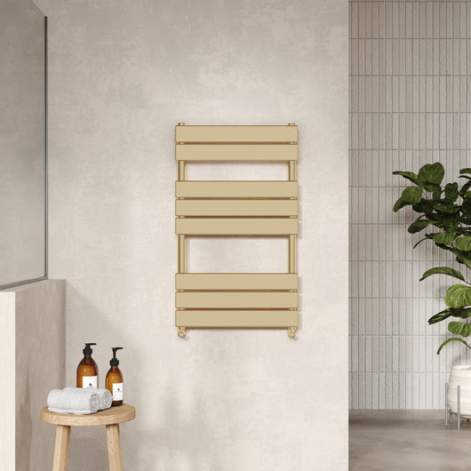  Nuie Piazza Square Flat Towel Radiator 840x500 - Brushed Brass