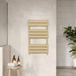 Nuie Piazza Square Flat Towel Radiator 840x500 - Brushed Brass
