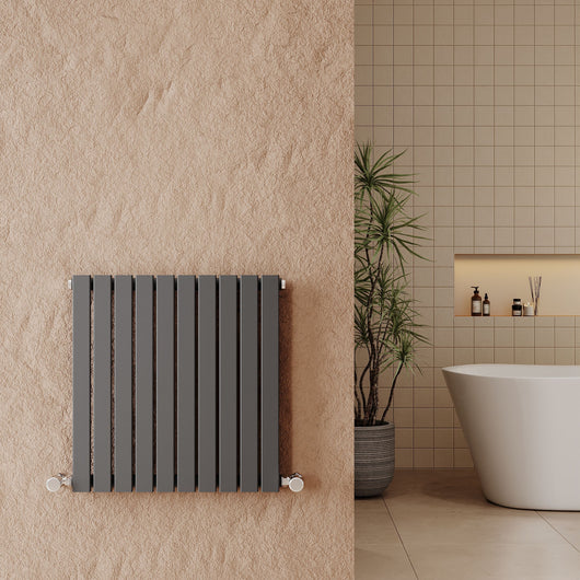  Nuie Sloane Horizontal Single Panel Radiator 600 x 586 - Anthracite