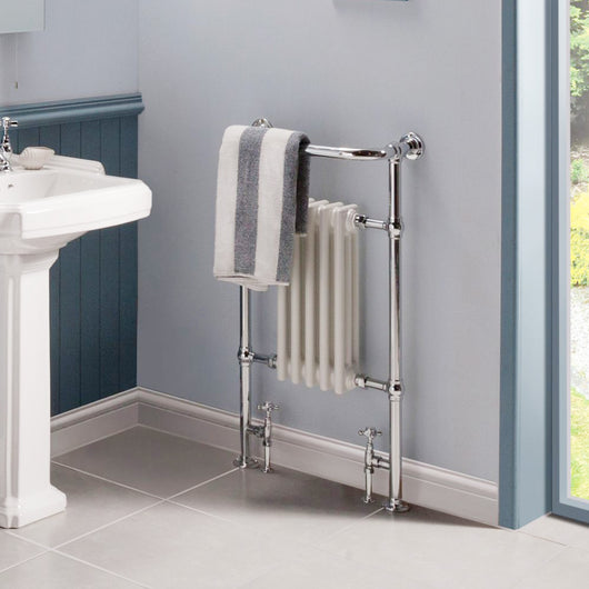  Hudson Reed Small Harrow Traditional Radiator - Chrome / White