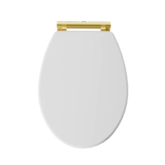  Huxton Quick Release Soft Close Toilet Seat - Brushed Brass Hinge - welovecouk