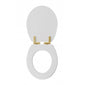 Huxton Soft Close Toilet Seat - Gloss White Brushed Brass Quick Release Hinge