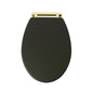Huxton Quick Release Soft Close Toilet Seat - Matt Black Brushed Brass Hinge - welovecouk