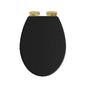 Huxton Soft Close Toilet Seat - Matt Black Brushed Brass Quick Release Hinge