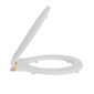 Huxton Soft Close Toilet Seat - Gloss White Brushed Brass Bottom Fix Hinge