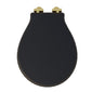 Huxton Soft Close Toilet Seat -  Matt Black Brushed Brass Bottom Fix Hinge
