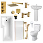 Hadley L Shape Shower Bathroom Suite - Brushed Brass - 1800