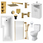 Hadley L Shape Shower Vanity Bathroom Suite - Brushed Brass - 1800