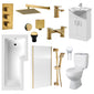 Hadley L Shape Shower Vanity Bathroom Suite - Brushed Brass - 1800
