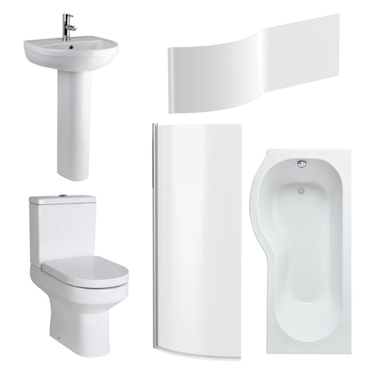  Harmony 1700mm P Shape Shower Bathroom Suite