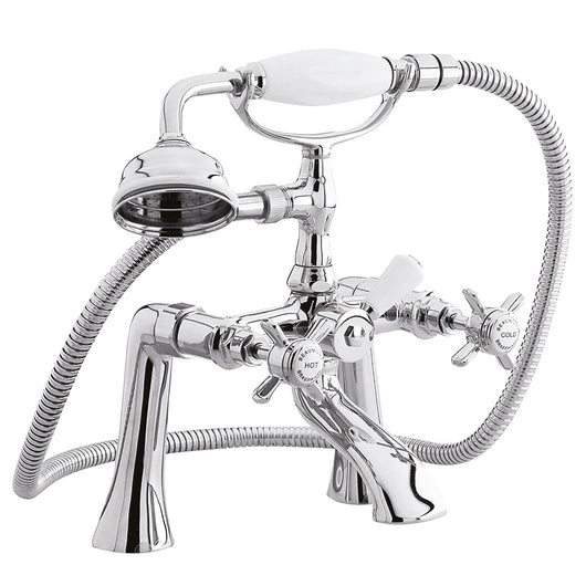  Nuie Beaumont 1/2 Bath Shower Mixer Tap Pillar Mounted Chrome - welovecouk