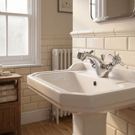  Nuie Beaumont Mono Basin Mixer Tap Dual Handle with Pop Up Waste