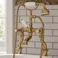 Nuie Beaumont Luxury Cranked Bath Shower Mixer Tap Pillar Mounted - Brushed Brass